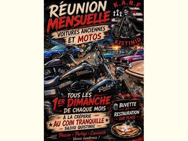 Affiche Rassemblement véhicules anciens et motos