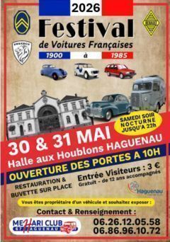 Affiche Festival de voitures françaises de 1900 à 1985 - 29/05/2026 au 30/05/2026