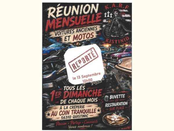 Affiche Réunion voitures anciennes et motos