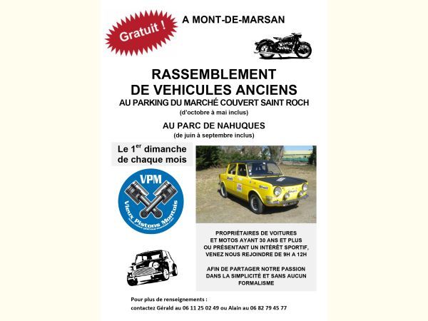 Affiche Rassemblement mensuel autos-motos à Mont-de-Marsan