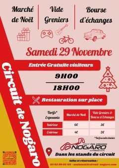 Affiche Bourse d'échanges / Marché de Noël / Vide-greniers du Circuit de Nogaro - 28/11/2025