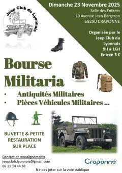 Affiche Bourse Militaria Jeep Club Lyonnais - 22/11/2025