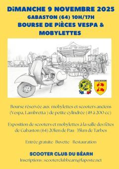 Affiche 2e Bourse de pièces, exposition, Vespa et mobylettes - 08/11/2025