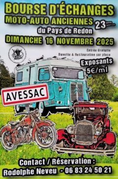 Affiche 23e Bourse d'échanges moto-auto anciennes du Pays de Redon - 15/11/2025