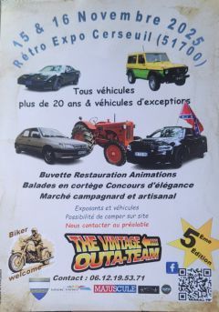Affiche 5e Rétro expo véhicules vintages, youngtimers et d'exception - 15/11/2025 au 16/11/2025