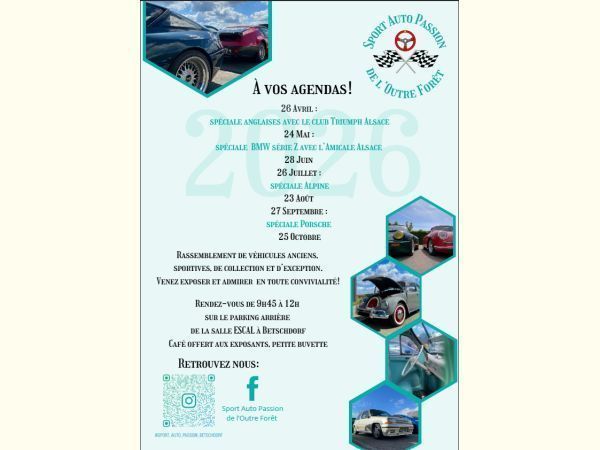 Affiche Rencontres mensuelles du Sport Auto Passion de l’outre forêt
