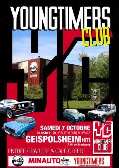 Affiche Youngtimers Club, rassemblement de voitures pas si anciennes !